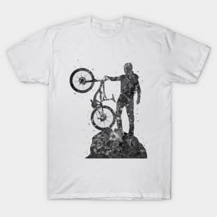 Downhill mountain biker black and white T-Shirt